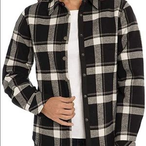 Orvis Fleece Lined Shirt, Black Plaid, Size M